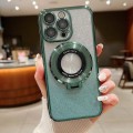For iPhone 12 Pro Max Electroplated Holder Gradient Glitter Magsafe Phone Case(Green)