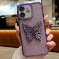 For iPhone 11 Electroplated Glitter 3D Butterfly TPU Phone Case(Dark Night Purple)