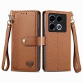 For Infinix Note 40 Love Zipper Lanyard Leather Phone Case(Brown)