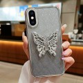 For iPhone XS Max Electroplated Gradient Glitter 3D Butterfly TPU Phone Case(Gradient Silver)