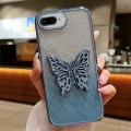 For iPhone 7 Plus / 8 Plus Electroplated Gradient Glitter 3D Butterfly TPU Phone Case(Gradient Blue)