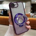 For iPhone 7 / 8 / SE 2022 Plated Mirror Holder Gradient Glitter Magsafe Phone Case(Purple)