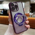 For iPhone  12 Pro Plated Mirror Holder Gradient Glitter Magsafe Phone Case(Purple)