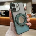 For iPhone 12 mini Plated Mirror Holder Gradient Glitter Magsafe Phone Case(Green)