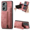 For Honor 60 Pro Retro Leather Zipper Wallet Back Phone Case(Pink)