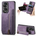 For Honor 70 Pro Retro Leather Zipper Wallet Back Phone Case(Purple)