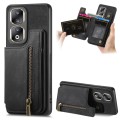 For Honor 90 Pro Retro Leather Zipper Wallet Back Phone Case(Black)