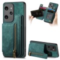 For Honor 100 Pro Retro Leather Zipper Wallet Back Phone Case(Green)