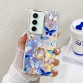 For Samsung Galaxy S23 FE 5G Electroplating Laser Butterfly Ring Holder Phone Case(Blue Butterflies