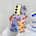 For Samsung Galaxy A34 5G Electroplating Laser Butterfly Ring Holder Phone Case(Black Butterflies A