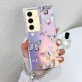 For Samsung Galaxy S24+ 5G Electroplating Laser Butterfly Phone Case with Wrist Strap(Pink Butterfl