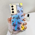 For Samsung Galaxy S24+ 5G Electroplating Laser Butterfly Phone Case with Wrist Strap(Black Butterf