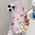 For iPhone 15 Pro Electroplating Laser Flower Texture TPU Phone Case(Zinnia AH9)