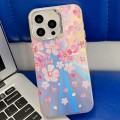 For iPhone 14 Pro Electroplating Laser Flower Texture TPU Phone Case(Pink Flower AH13)