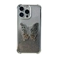 For iPhone 13 Electroplated Glitter 3D Butterfly Four-corner Shockproof TPU Phone Case(Gradient Sil