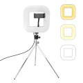 XWJ-D35B 28cm Dimmable LED Square Light With Tripod Net Red Live Fill Light Mobile Phone Bracket