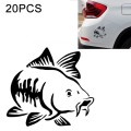 20 PCS Carp Fish Shape Window Car Sticker Reflective Car Styling Decoration(Black)