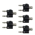 5pcs BNC Female To Dual Banana Plug Adapter Binding Male Connector(Black)