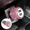 Diamond Car Dual USB Charge Mobile Phone Safety Hammer Charger(pink)