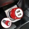 Diamond Car Dual USB Charge Mobile Phone Safety Hammer Charger(red red)