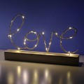 LED Little Night Light Bedroom Bedside Wrought Iron Wooden Home Decoration Birthday Gift(Letter Love