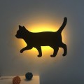 LED Light Control Sound Control Night Light Silhouette Light Shadow Light Cat Wall Light Black batte