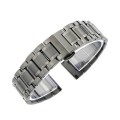 24mm Steel Bracelet Butterfly Buckle Five Beads Unisex Stainless Steel Solid Watch Strap, Color:Blac