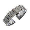 22mm Steel Bracelet Butterfly Buckle Five Beads Unisex Stainless Steel Solid Watch Strap, Color:Blac