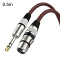 0.5m Red and Black Net TRS 6.35mm Male To Caron Female Microphone XLR Balance Cable
