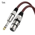 1m Red and Black Net TRS 6.35mm Male To Caron Female Microphone XLR Balance Cable