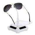 Solar 360 Degree Rotating Turntable Colorful Lights Glasses Display Stand(White)