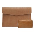 PU Leather Litchi Pattern Sleeve Case For 14 Inch Laptop, Style: Liner Bag + Power Bag  (Light Brown