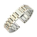 18mm Steel Bracelet Butterfly Buckle Five Beads Unisex Stainless Steel Solid Watch Strap, Color:Inte