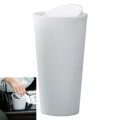 Desktop Plastic Rocker Cover Car Storage Round Barrel Car Tissue Trash Can(White)