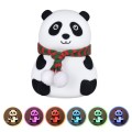 Cute Panda Night Light USB Charging Touch Control Colorful Silicone Bedside Lamp(Big Eyes)