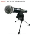 Microphone Stand Adjustable Microphone Stand Foldable Mic Clamp Clip Holder Stand Metal Tripod(Black