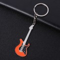 2 PCS Creative Guitar Keychain Metal Musical Instrument Pendant(Orange)