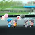 In Car Ornament Lovely Kissing Couple Doll, Colour:Gray Couple + Gray Balloon + Blue Pink White Ball