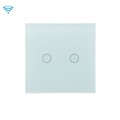 Wifi Wall Touch Panel Switch Voice Control Mobile Phone Remote Control, Model: White 2 Gang (Zero Fi