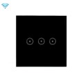 Wifi Wall Touch Panel Switch Voice Control Mobile Phone Remote Control, Model: Black 3 Gang (Zero Fi