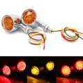 1pair Motorcycle Universal Retro LED Turn Signal Light(Electroplating Shell Yellow Cover)