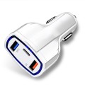 2 PCS QC3.0 Fast Charge Car Charger 3.5A Dual USB With Type-C Interface Output Car Charger(White)