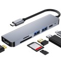 AD-033 6 In 1 USB-C / Type-C To 4K HDMI + SD / TF Card Slot + PD USB-C / Type-C Charging + 2 USB 3.0
