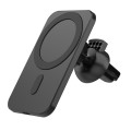 N16 10W Car Air Outlet + Suction Cup Magsafe Magnetic Phone Universal Wireless Charger Holder(Black)