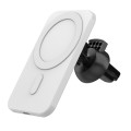 N16 10W Car Air Outlet + Suction Cup Magsafe Magnetic Phone Universal Wireless Charger Holder(White)