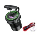 Car Motorcycle Ship Modified USB Charger Waterproof PD + QC3.0 Fast Charge, Model: Green Light With