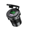 12V Modified Car USB Charger With Voltage Display PD QC3.0 Socket(With Terminal Green Light)