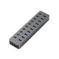 Blueendless USB Splitter Aluminum Alloy QC Fast Charge Expander, Number of interfaces: 10-port (12V4