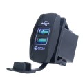 F3 Ship Type Car Dual USB Charger QC3.0 Fast Charge Switch Socket Modified 12V Car Charger(Blue Ligh