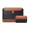Horizontal Microfiber Color Matching Notebook Liner Bag, Style: Liner Bag+Power Bag(Black + Brown),